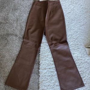 Brown Free People Faux leather fitted pants